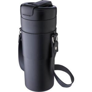 Duplafal, rozsdamentes acl kulacs, 730 ml, fekete