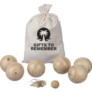 Fa labdajtk kszlet, barna