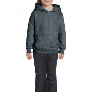 Gildan Heavy kapucnis gyerekpul�ver, Dark Heather