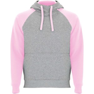Roly Badet uniszex kapucnis pulver, Heather grey, Light pink