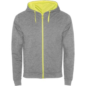 Roly Fuji uniszex cipzros pulver, Heather grey, Fluor Yellow